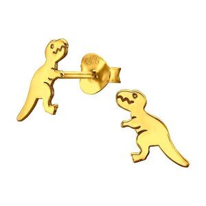 14k Gold Tiny Dinosaur Stud Earrings